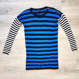 Express Women's Striped Crew Neck Long Sleeve Knee Length Sweater Dress Small S